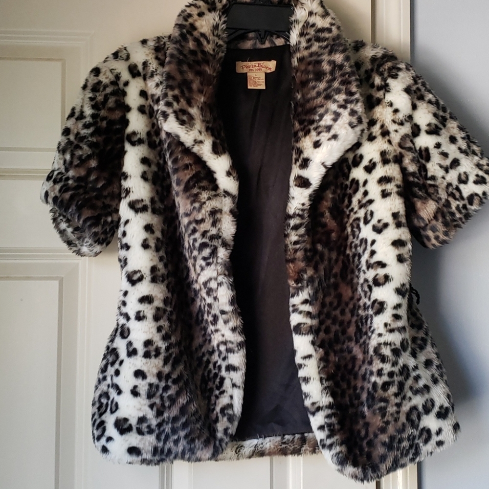 Plush cheetah print coat